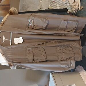 NWT WOMEN'S KHAKI MILITARY STYLE LIGHTWEIGHT OPEN JACKET SIZE L